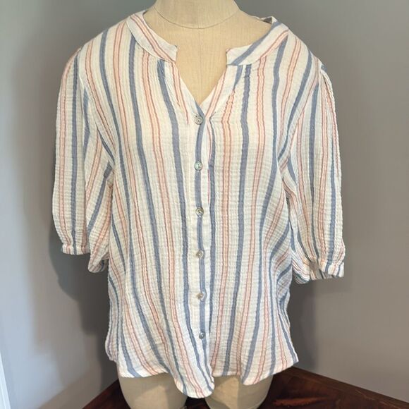 Tops - 4OUR DREAMERS 3/4 Length Sleeve Button Down Cotton Blouse Size S